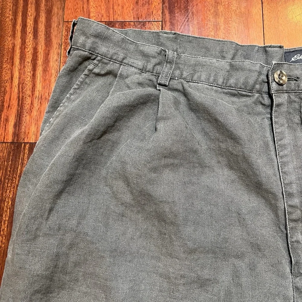 Eddie Bauer Pants Men 38x30 Gray 100% Linen Pleated Chino Coastal Old Money